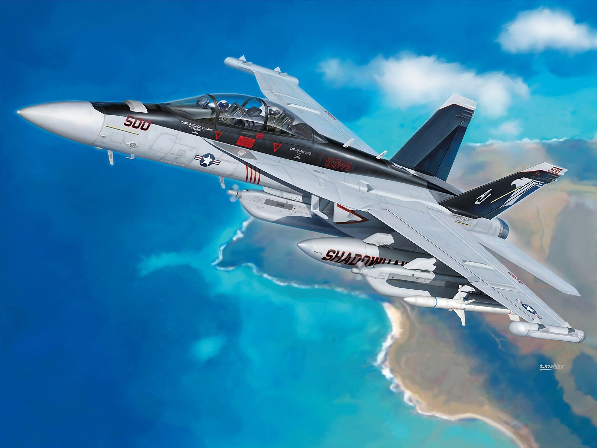 arte aereo boeing ea-18 growler growler deck guerra elettronica sviluppato da fa-18f super hornet nel cielo us navy artista t. hoshino