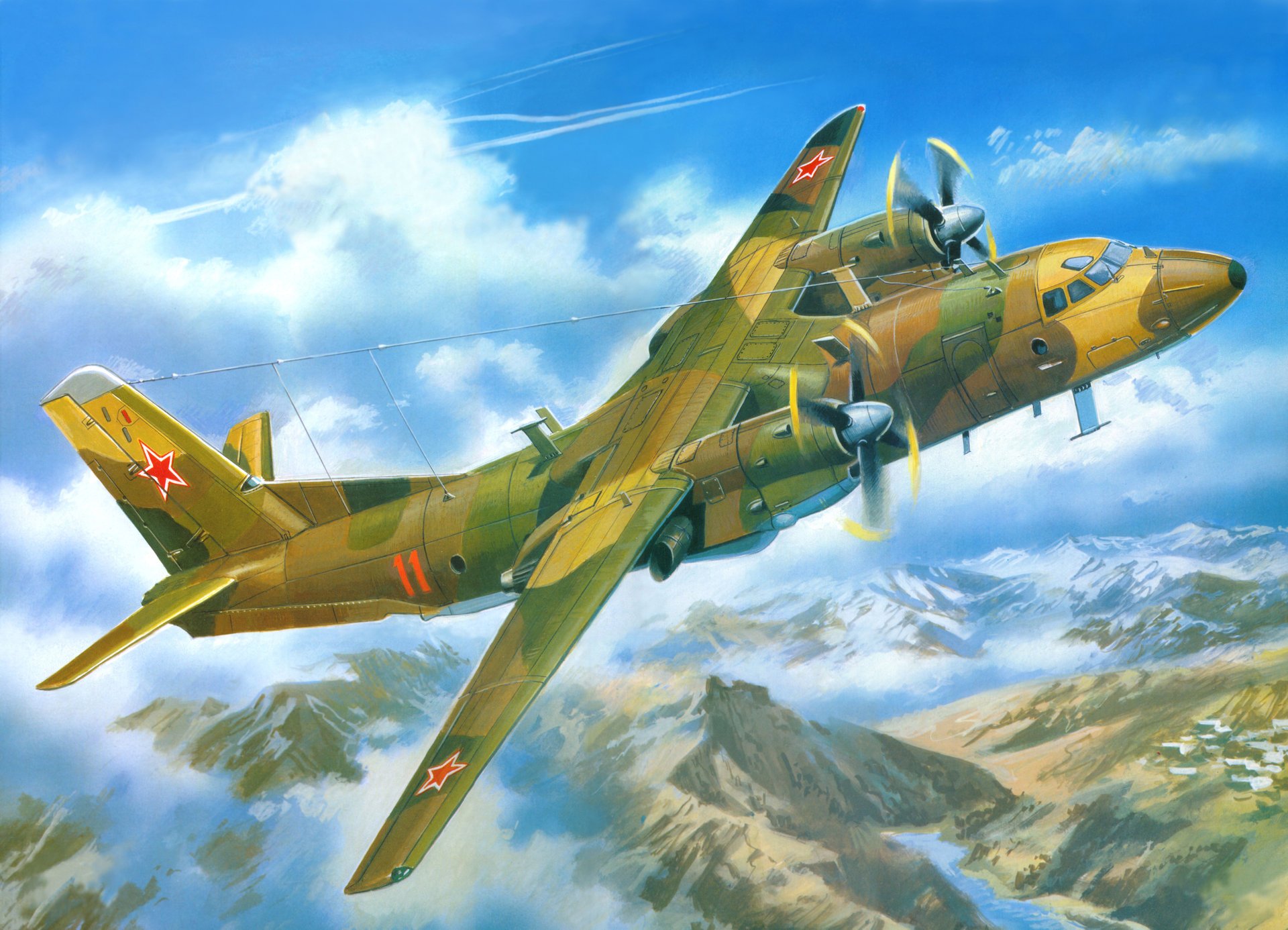 an-26 sowjetisch militärtransport flugzeug luftfahrt kunst