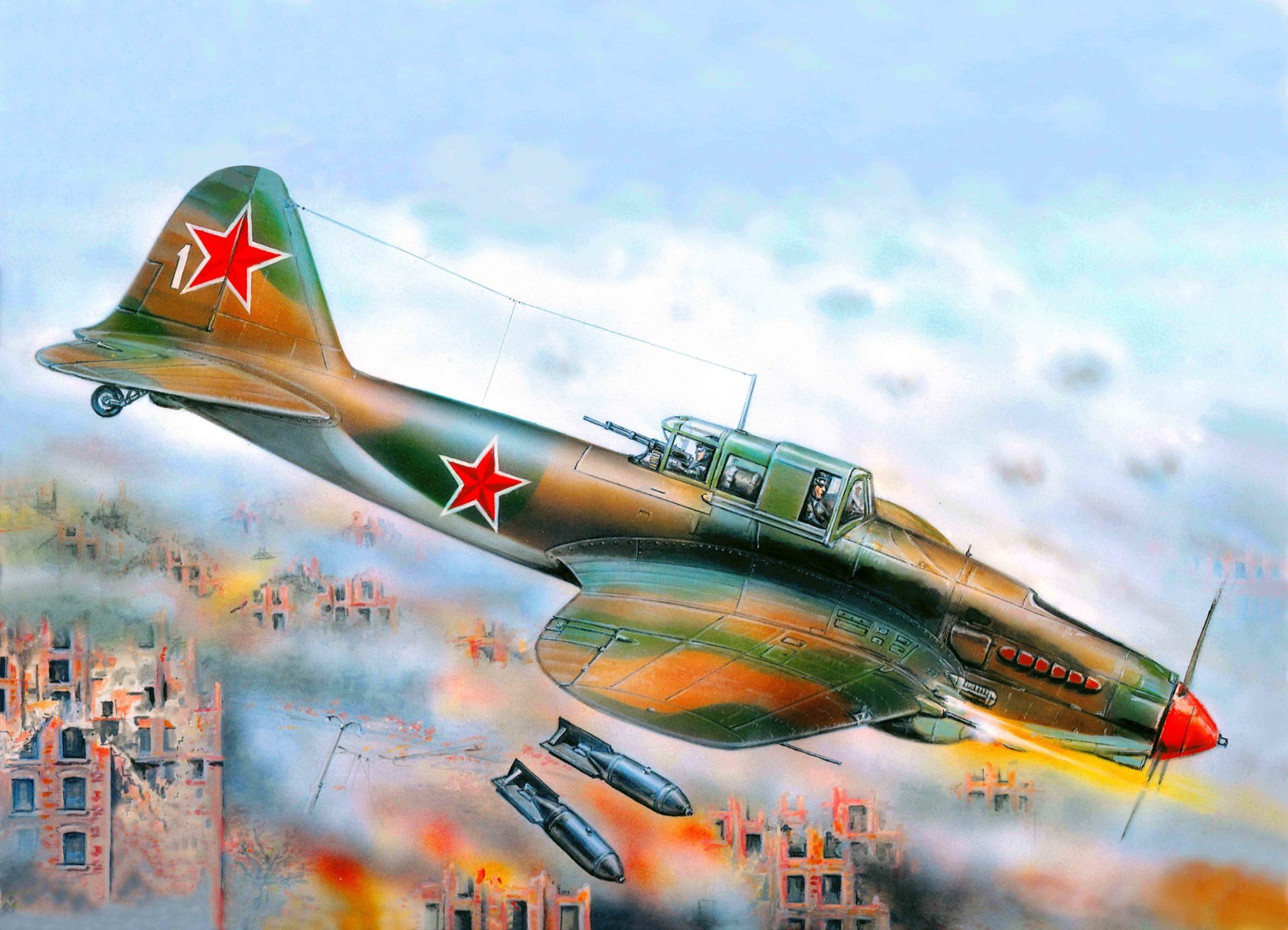 art samolot il-2 m3 radziecki samolot szturmowy ii wojna światowa stworzony w okb-240 pod kierownictwem s. v. ilyushin najbardziej masowa historia walki pseudonim latający czołg sił powietrznych zsrr ww2