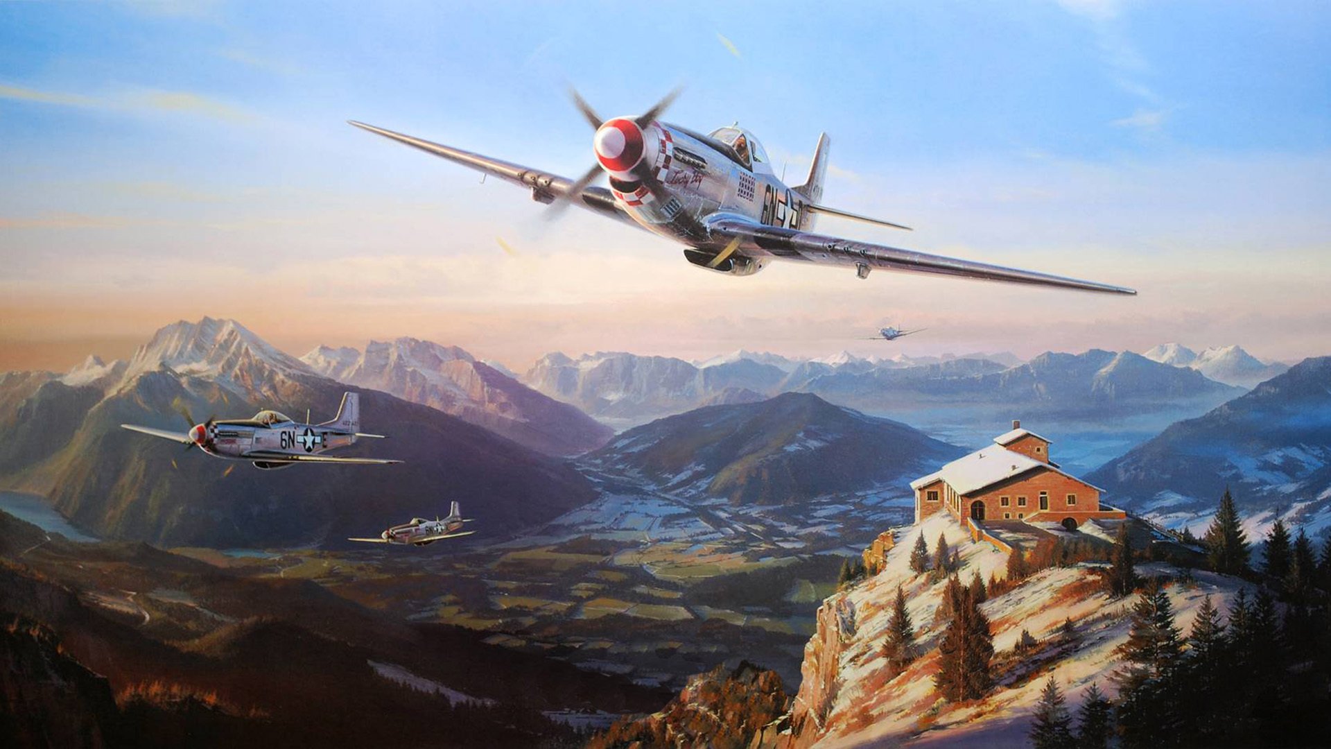 mustangs over the eagles nest nicolas trudgian north american p-51 mustang picture art