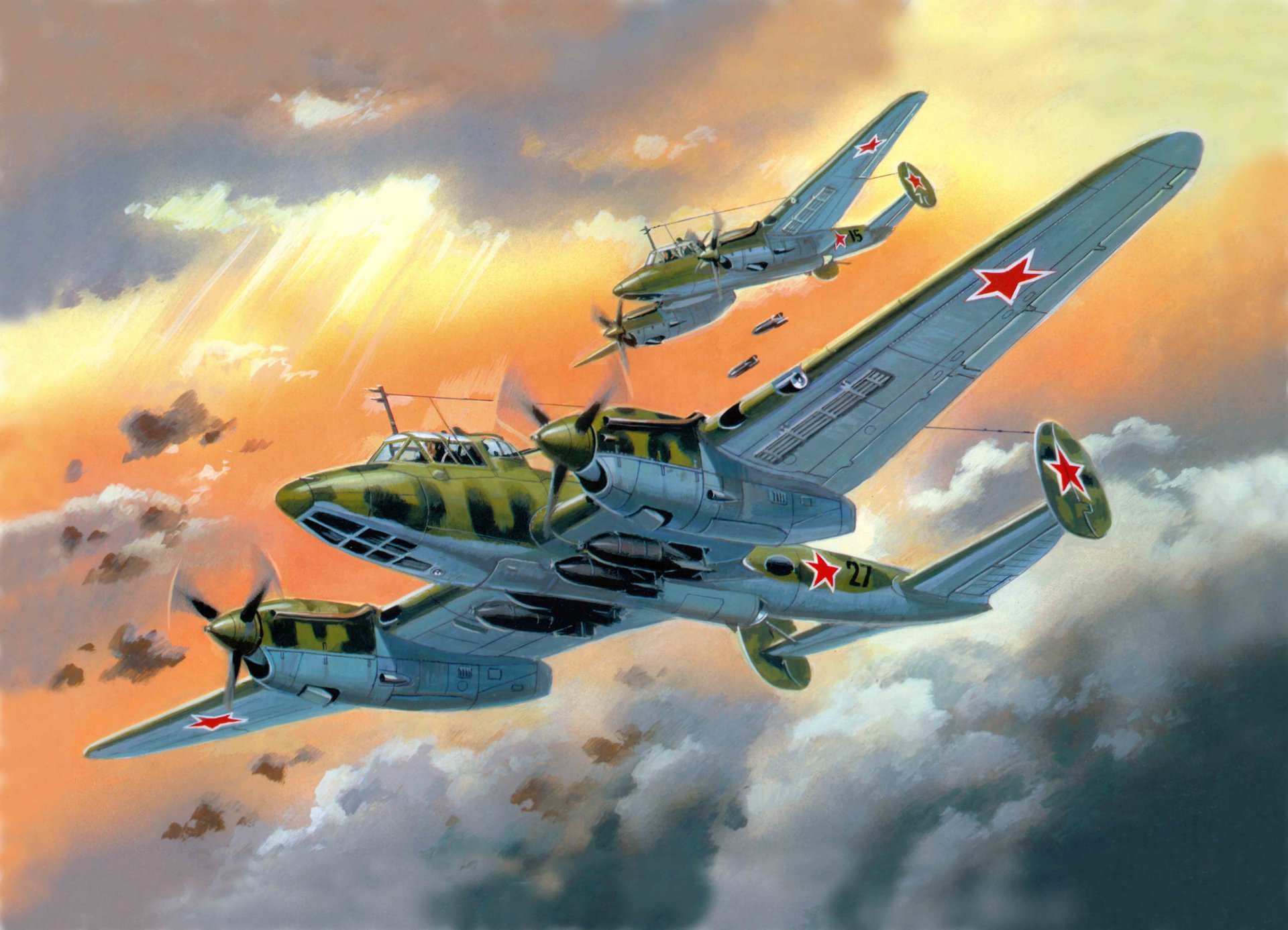 art avion pe-2 surnommé pion soviétique piqué bombardier bombardement conçu fermé kb vm petlyakov le plus de masse de première ligne la production la force aérienne l urss la seconde guerre mondiale ww2