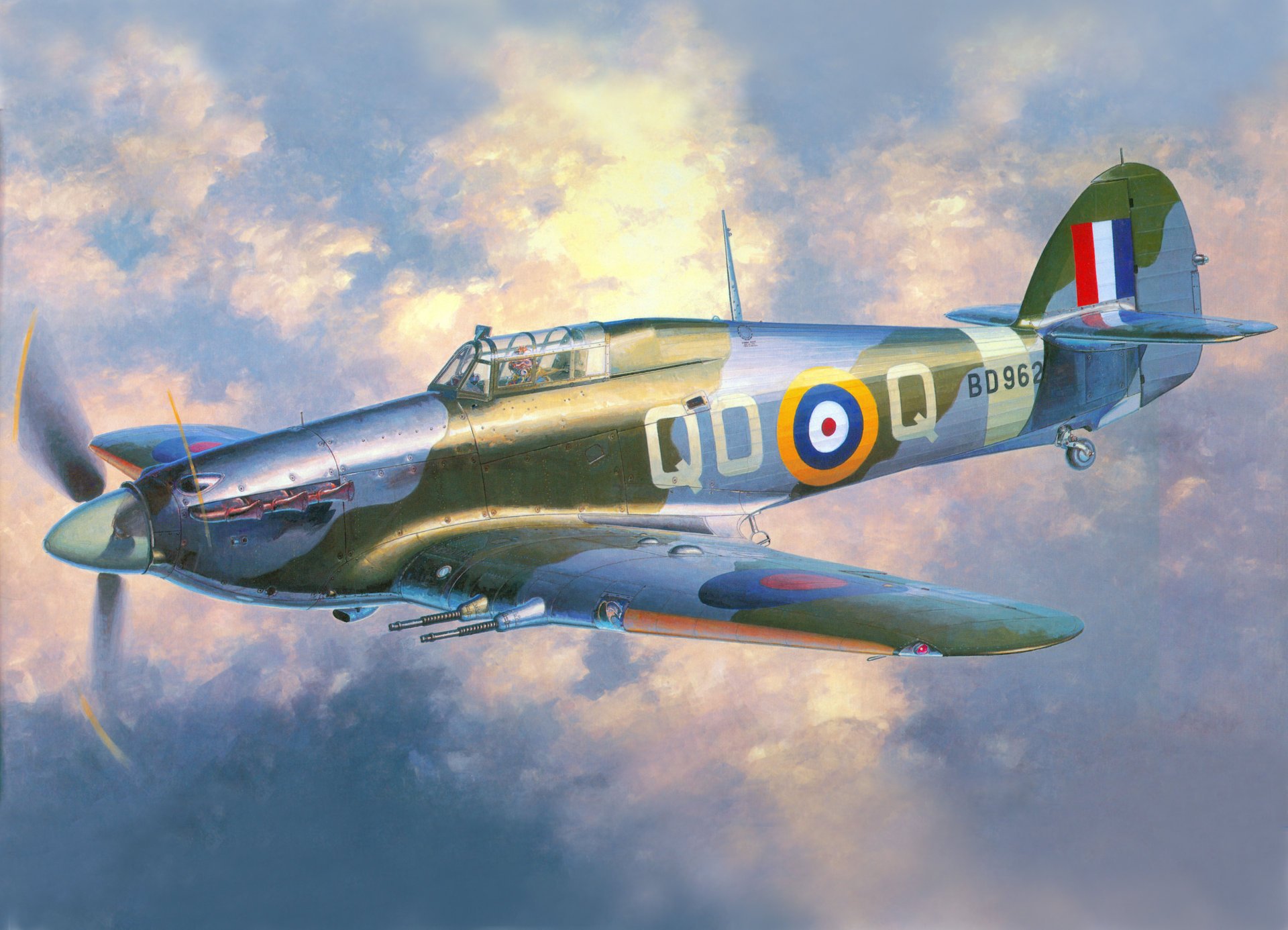 abbildung britisch kämpfer abfangjäger hawker hurricane mk.iic hurrikan mis serie 2 3 raf-geschwader