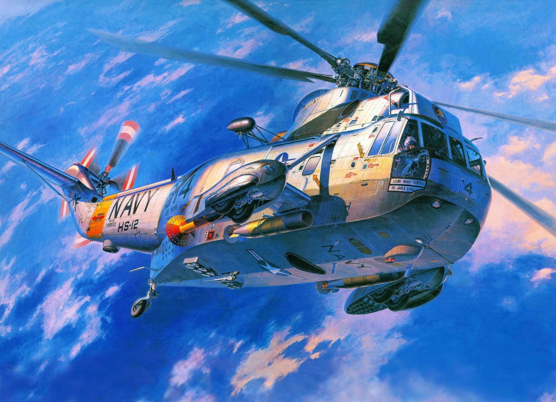 kunst hubschrauber sikorski s-61-sh-3 meer könig u-boot transport marine usa