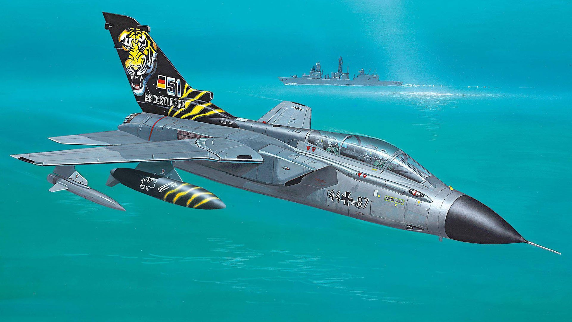 panavia tornado cazabombardero dibujo arte barco mar