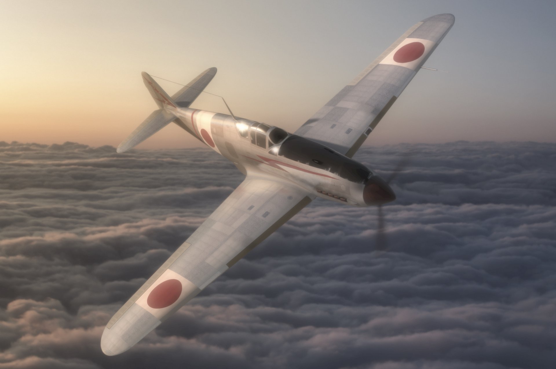 kunst himmel kawasaki ki-61 hien schwalbe japanisch armee kämpfer ww2 grafik 3d