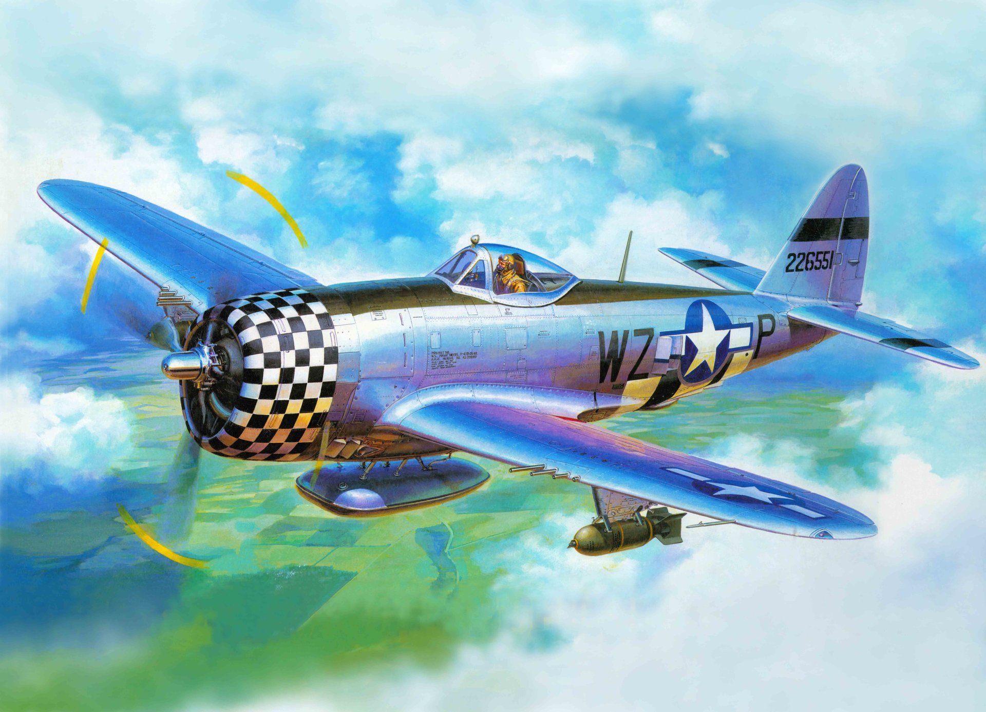 arte avión república p-47d thunderbolt caza bombardero fuerza aérea ee.uu. ww2