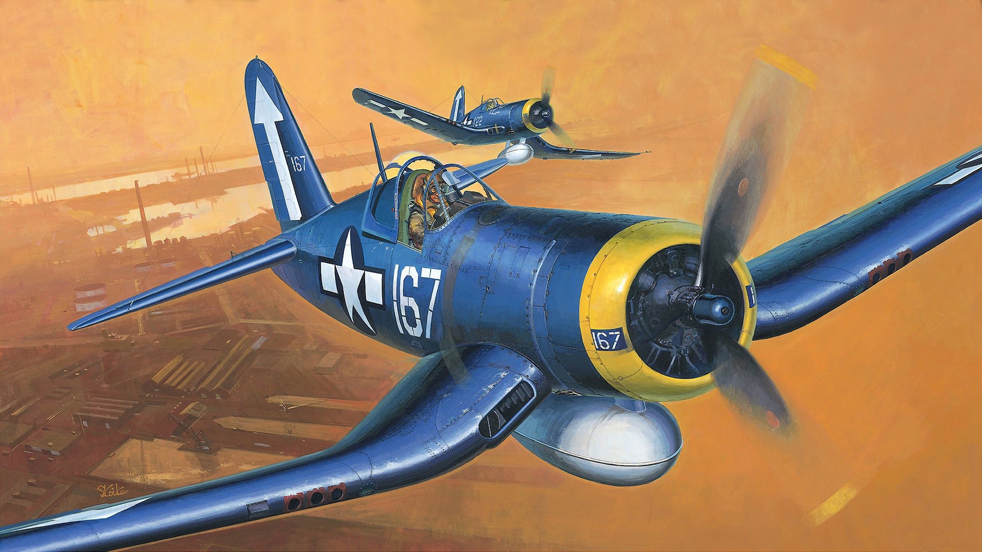 kunst flugzeug f-4u vogelkäfig american deck kampfflugzeug luftwaffe usa ww2