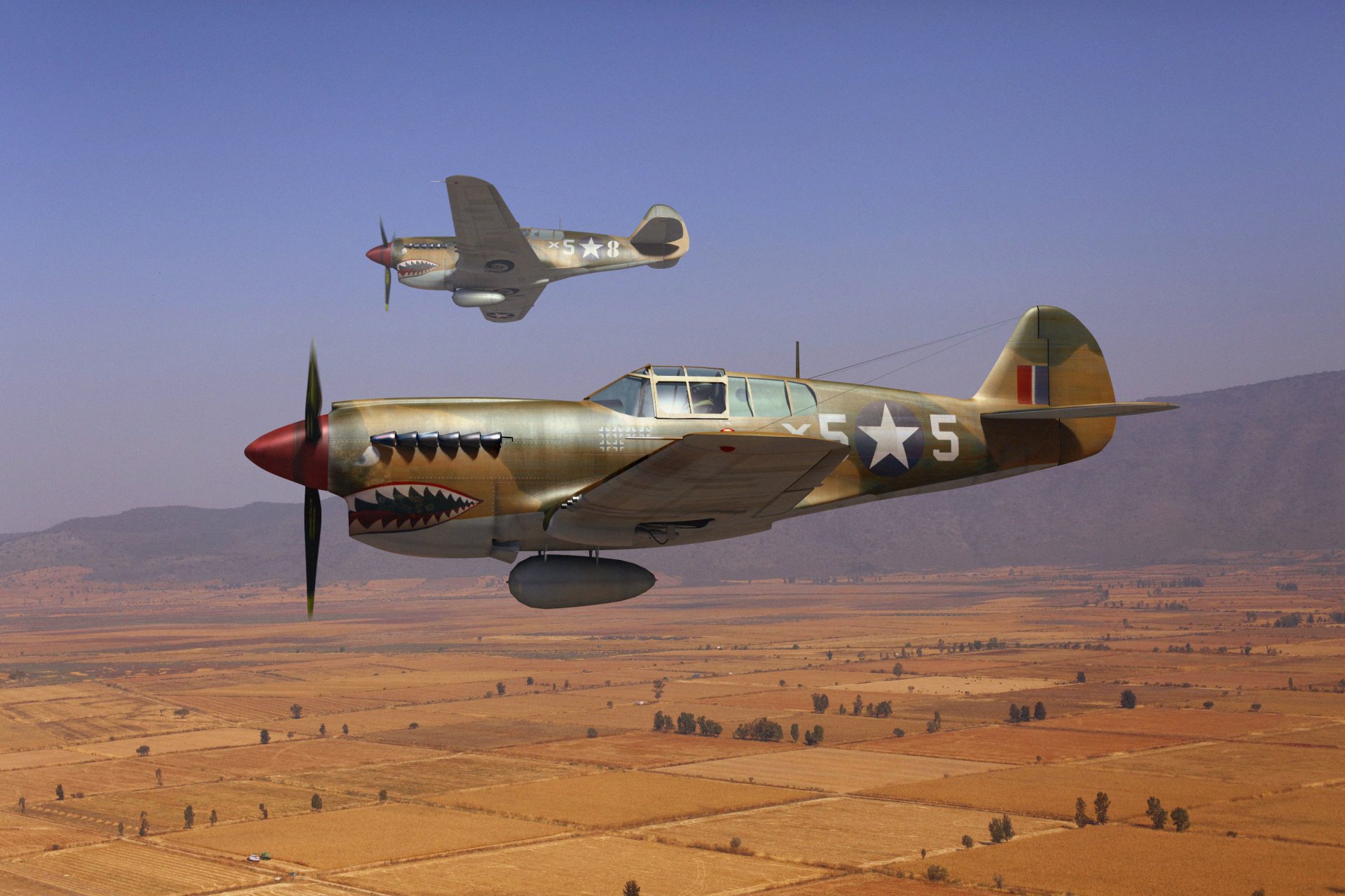 arte cielo curtiss p-40 curtiss p-40 tomahawk kitihawk americano aviones de combate fuerza aérea británica ww2