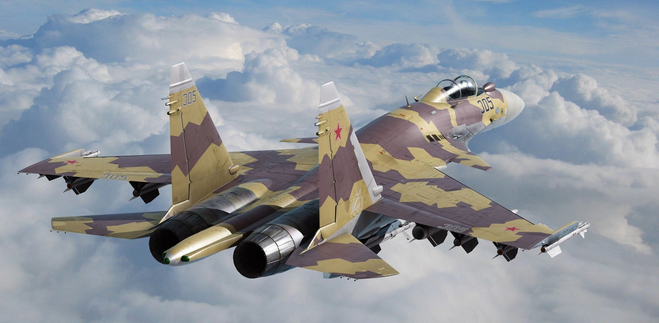 su-35 su-35 avion polyvalent super maniable combattant ciel nuages