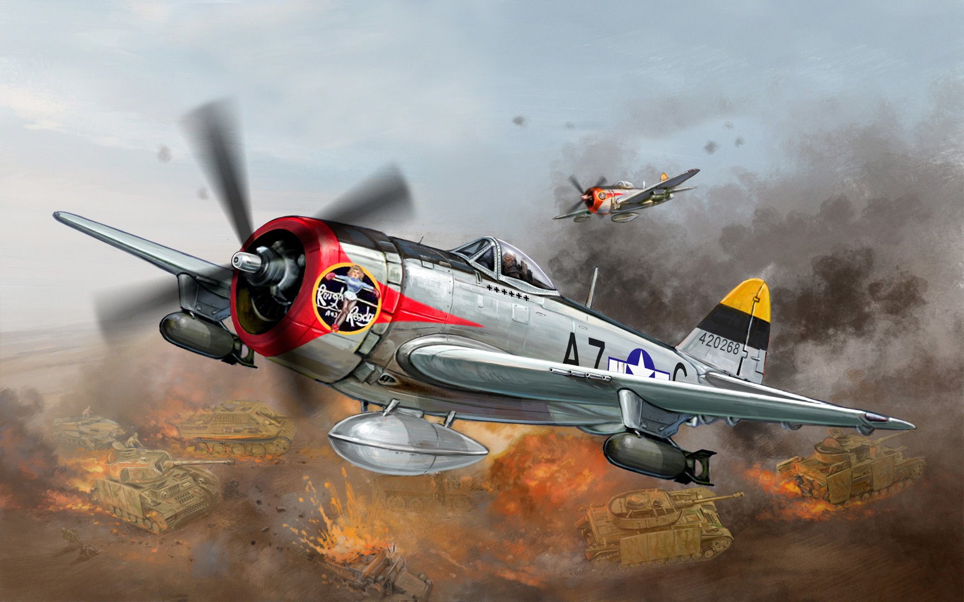 art aereo repubblica p-47 thunderbolt combattente usaf bombardiere raid aereo su tedesco colonna fiamma guerra designare seconda guerra mondiale miniature gioco ww2