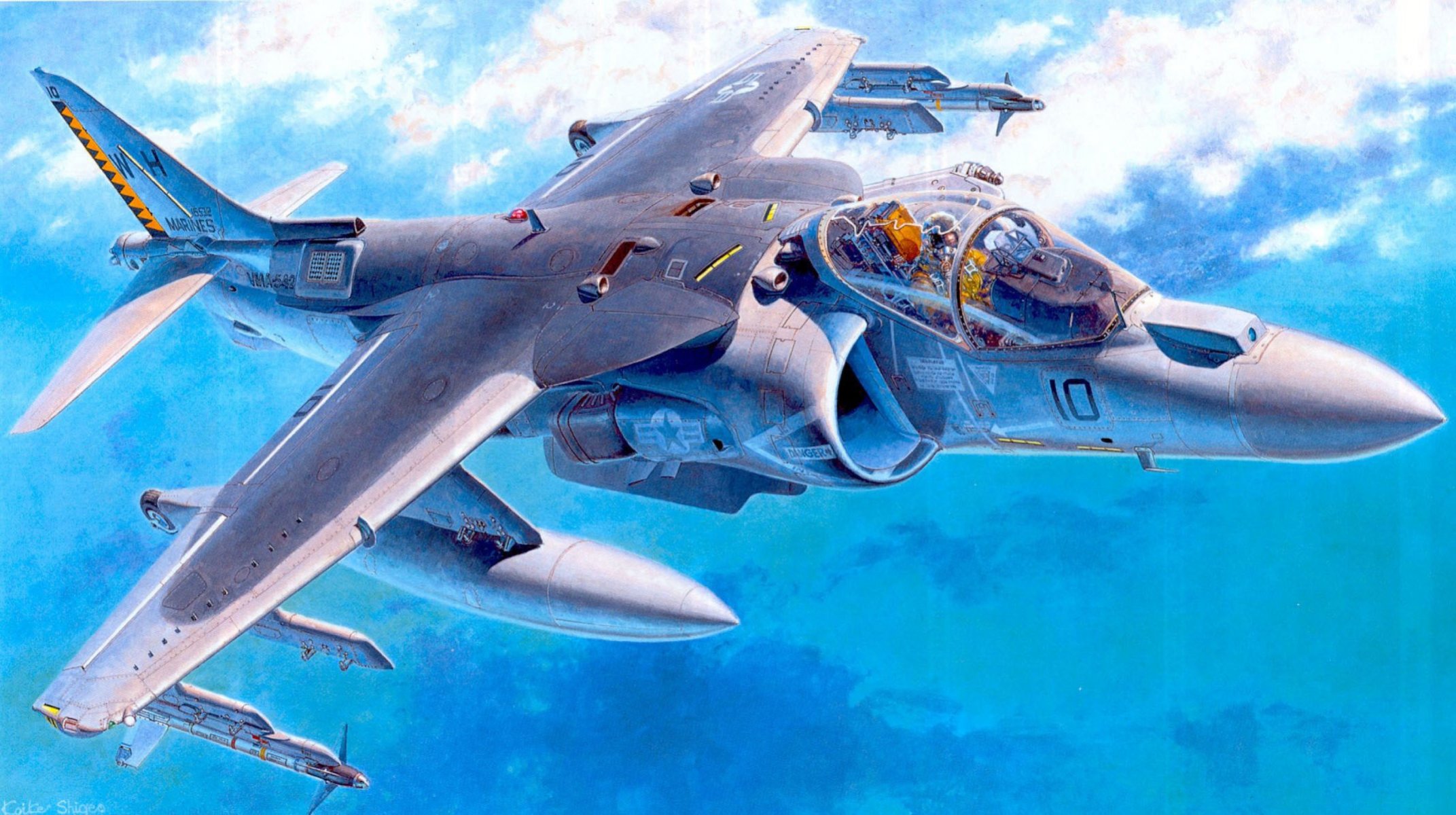 art mcdonnell douglas av-8b harrier ii américain stormtrooper vertical décollage et atterrissage dessin