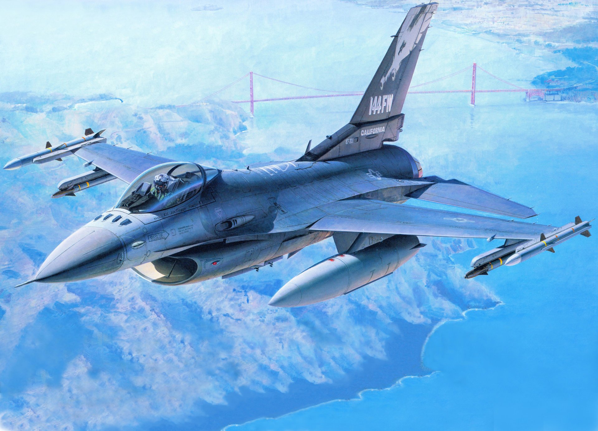 f-16 f-16 amerykański myśliwiec samolot lotnictwo usaf san francisco art