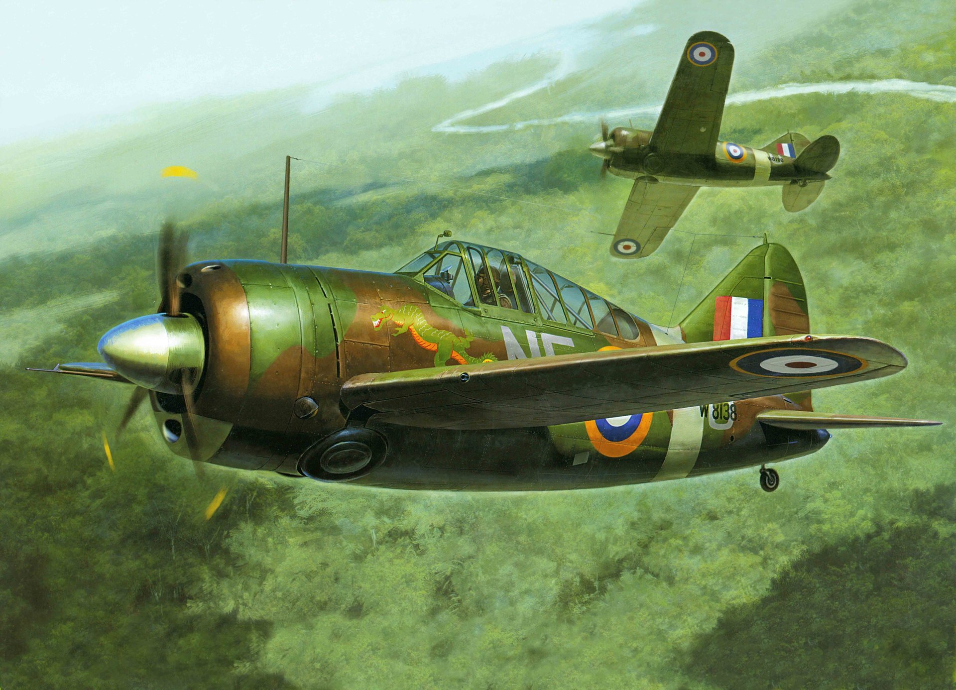 kunst flugzeug f2a buffalo brewster f2a buffalo deck kämpfer marine usa ww2