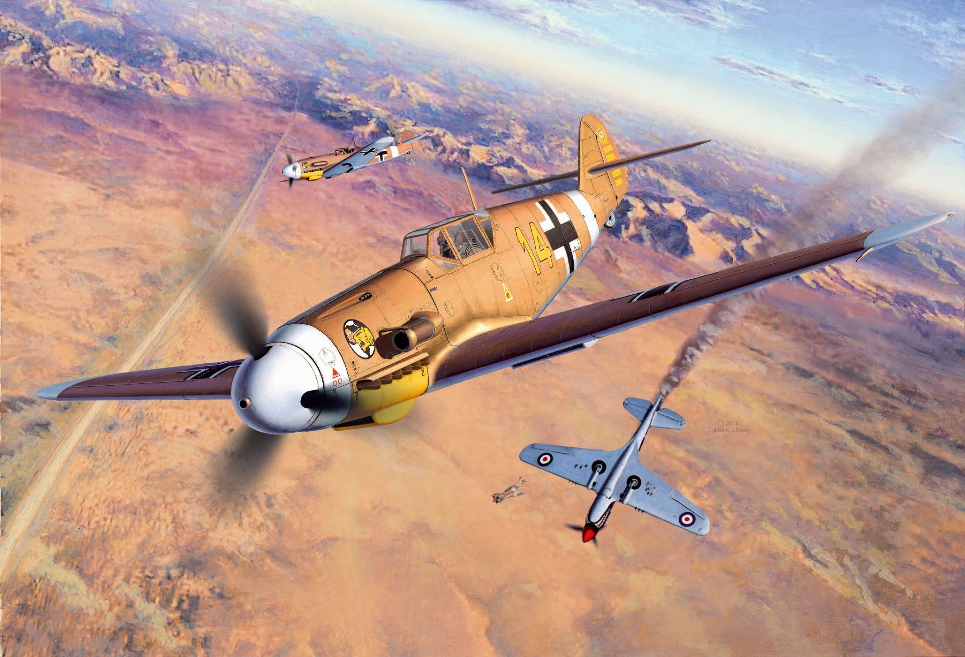 figure egbert friedl combat abattu avion royal air force combattant messerschmitt me-109 -109 bf f2 / 4 jg27 27e escadron de chasse afrique du nord pilote hans-joachim marcel luftwaffe allemagne