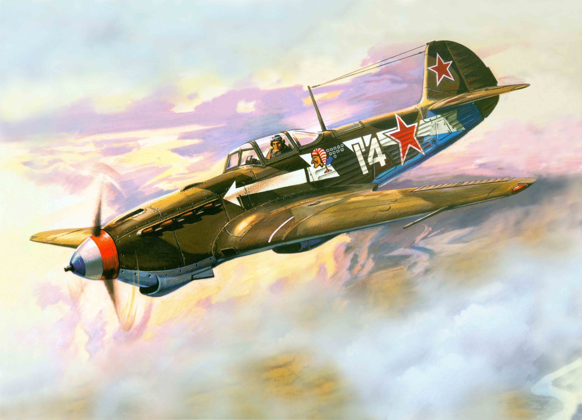 arte avión yak-9 soviético monomotor luchador piloto franzzsky piloto asa marcel lefebvre desarrollador okb nombre yakovlev fuerza aérea urss segunda guerra mundial ww2