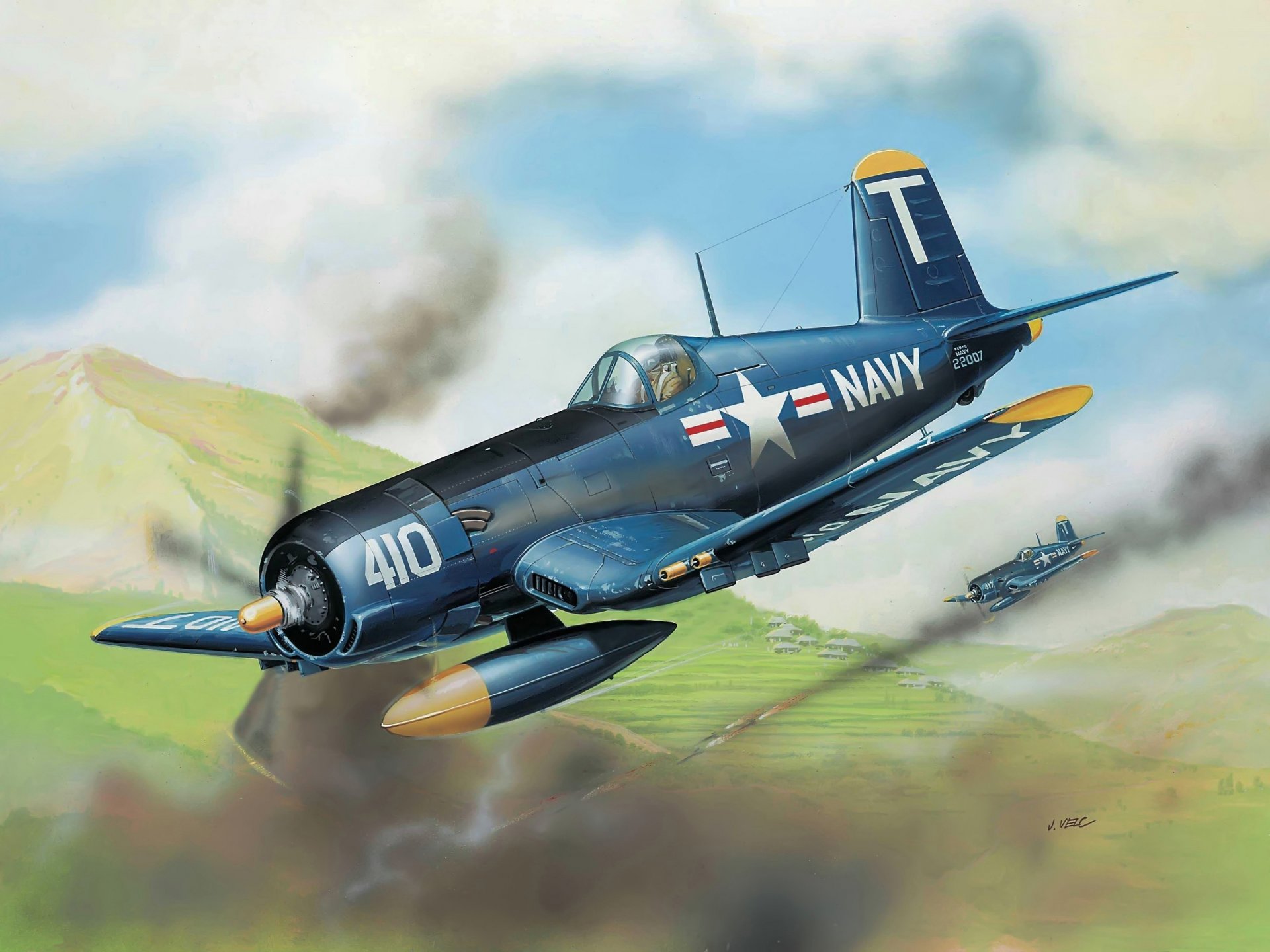 arte aereo f4u-5 corsair deck fighter usaf ww2