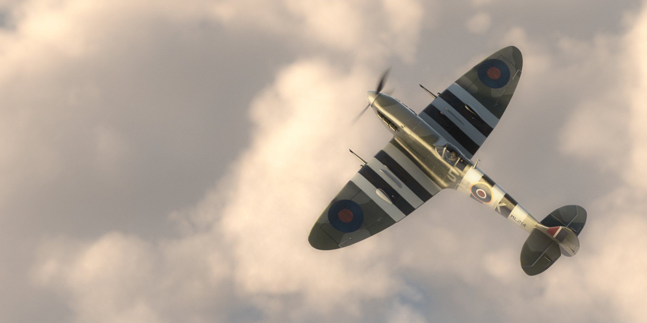 arte avión supermarine spitfire inglés luchador ww2 gráficos 3d