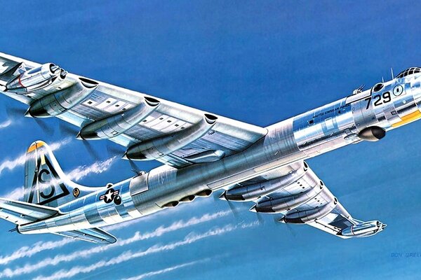 Amerykański bombowiec, < rozjemca> Convair B-36 na niebie