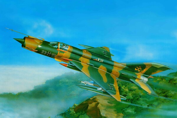 Desktop wallpaper Russian mig-21mf in the sky