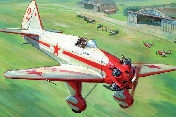 Drawing of a Soviet ut-1 aircraft in flight