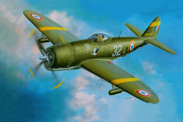 Drawing of a thunderbolt flying in the sky