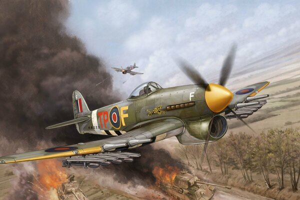 Chasseur britannique Hawker Typhoon. Combat aérien