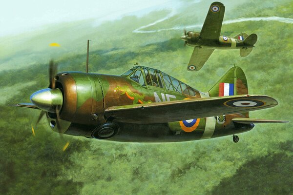 Image d art. Avion de chasse F2A Buffalo