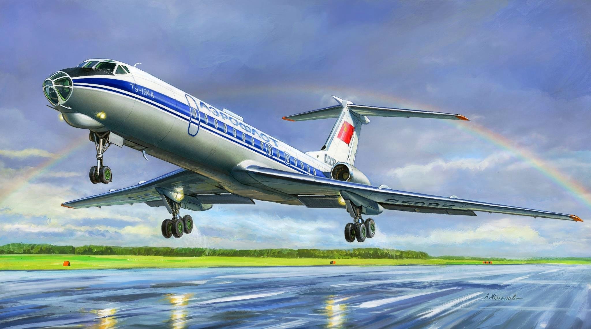 figura a. zhirnov passeggero aereo tu-134b tupolev design bureau aeroflot urss