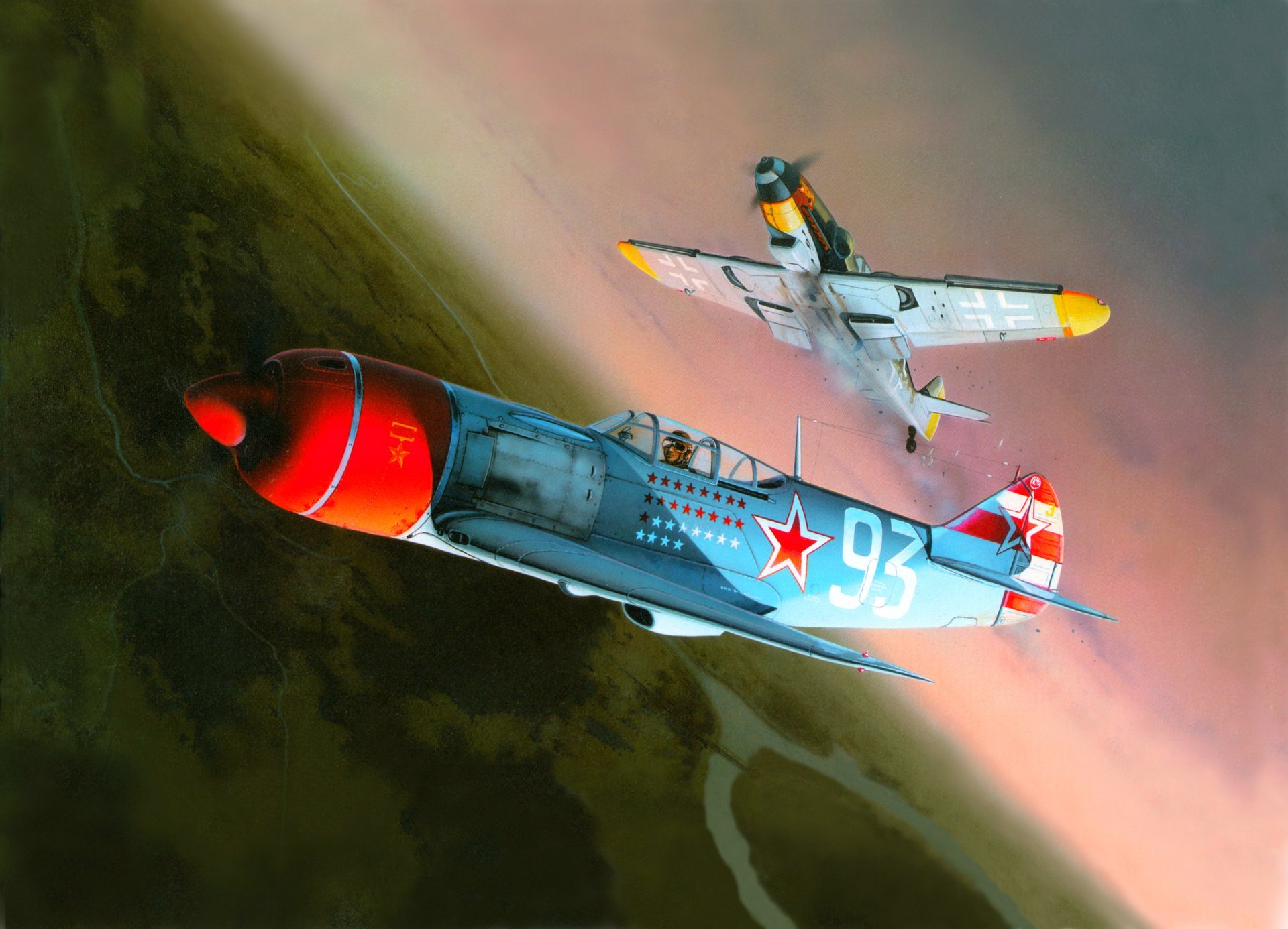 disegno combattimento combattenti la-7 lavochkin messerschmitt