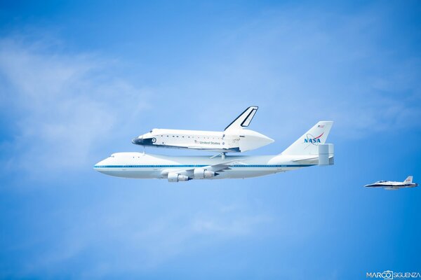 Boeing plane in a shuttle plane