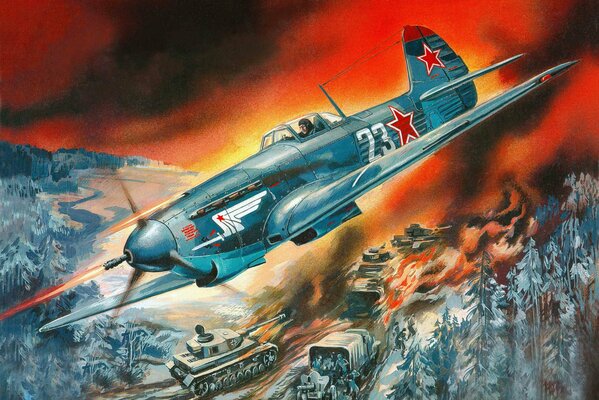 Yak-9k-Soviet, single-engine fighter, gorosa German column