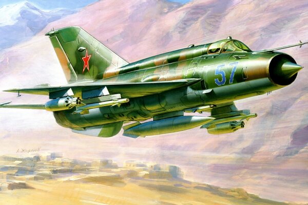 MIG-21 fighter aircraft. Zhirnov s drawing