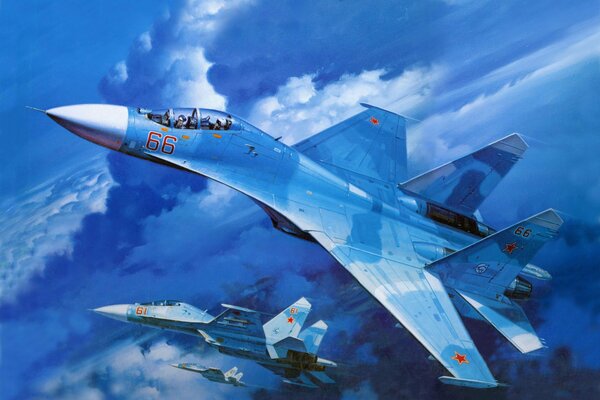 Die Luftfahrt der UdSSR. Su-27 im blauen Himmel