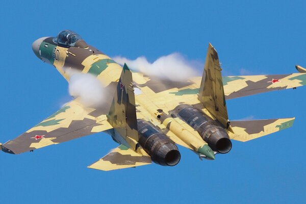 Photo wallpaper Su - 35 fighter plane airshow