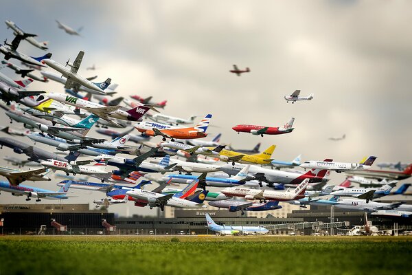 Tausende Flugzeuge starteten gleichzeitig