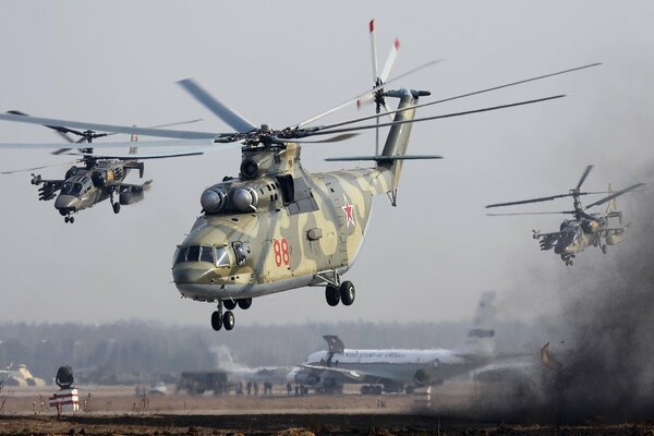 Mi-26 takes off on a combat mission