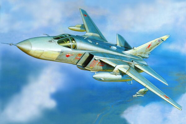 Su-24mr flies over Russian land