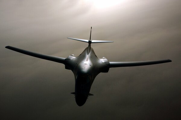 Rockwell b-1 lancer strategic bomber in the sky