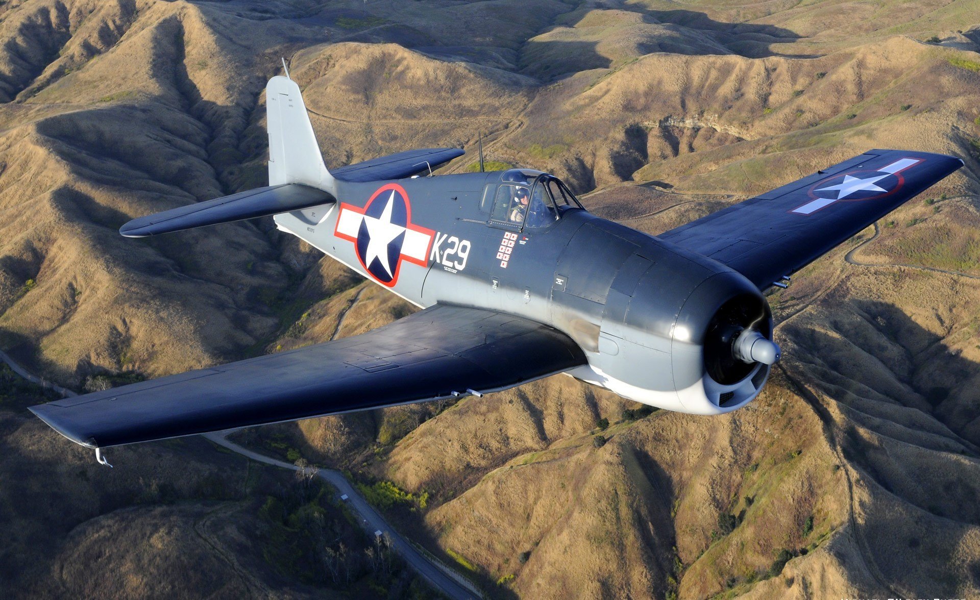 grumman f6f-3 hellcat over chino