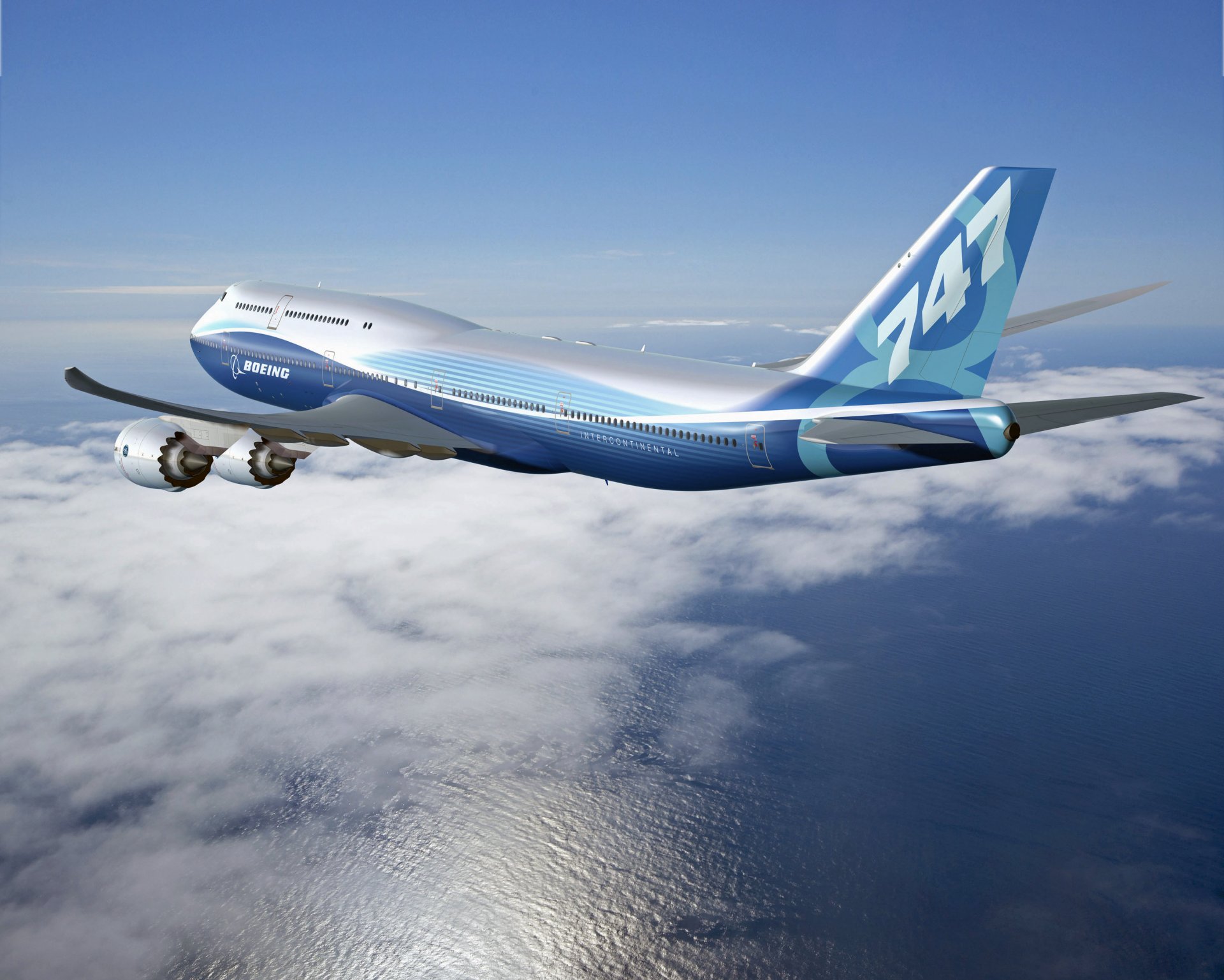 boeing 747-8 intercontinental in volo nuovo aereo