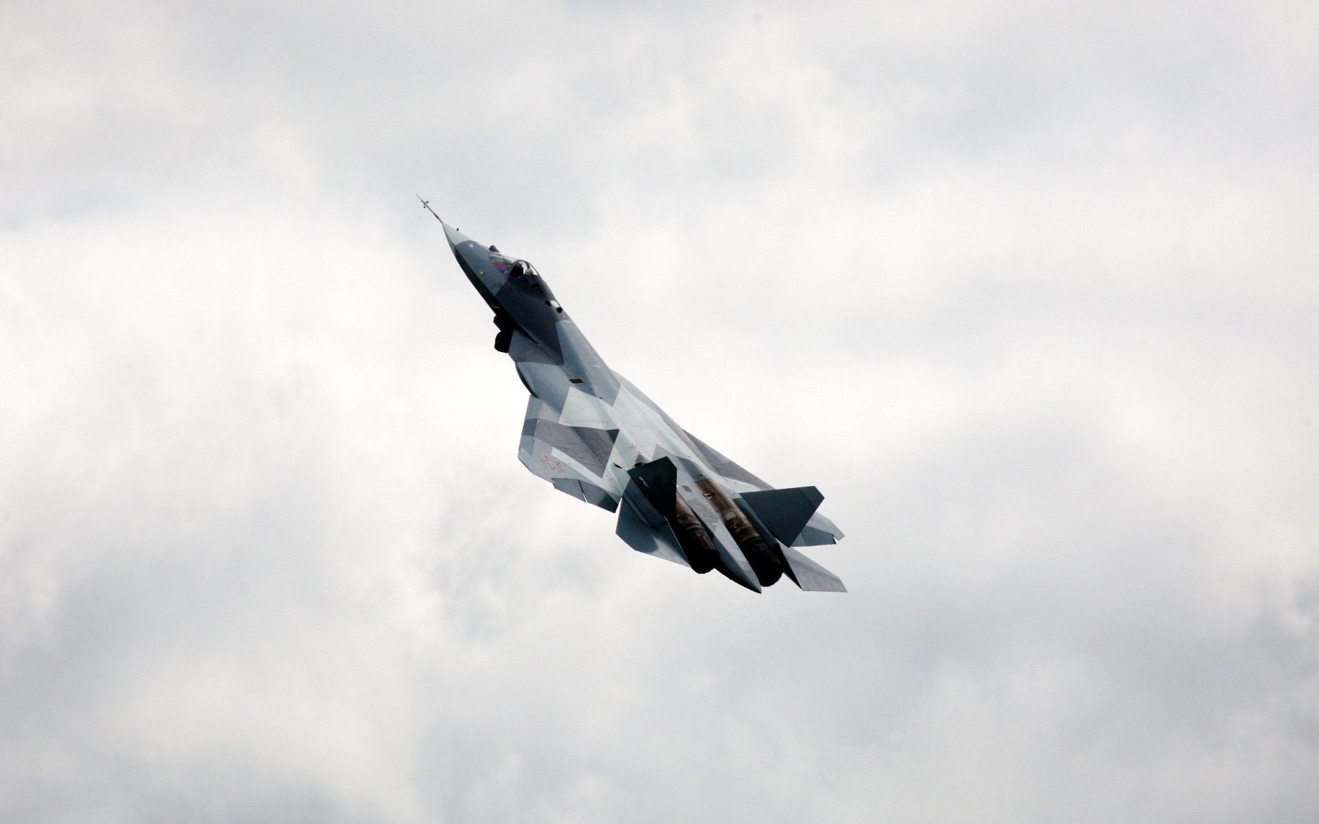 height flight and dry pak-fa of 50 russia multi-purpose fighter of the fifth generation sky clouds photo