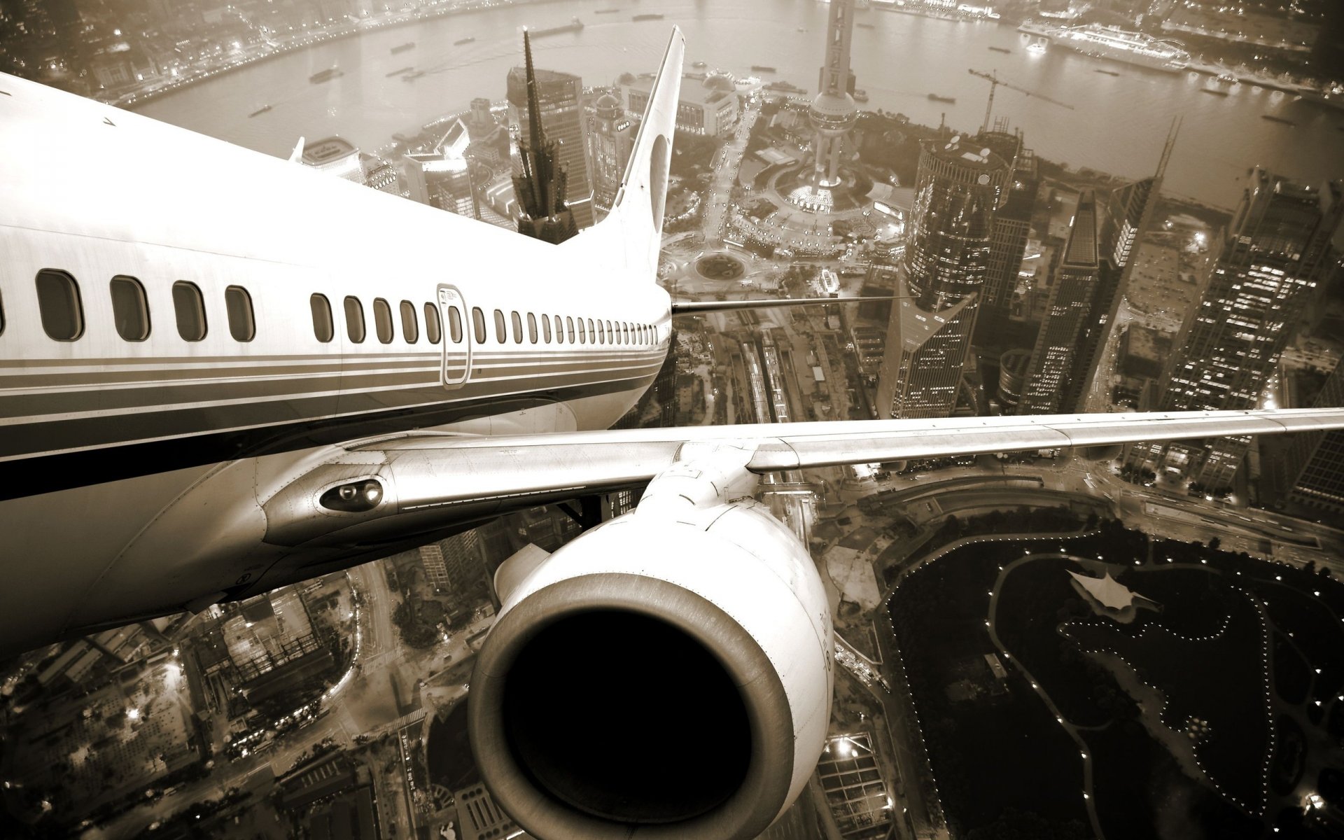 town plane off river engine porthole