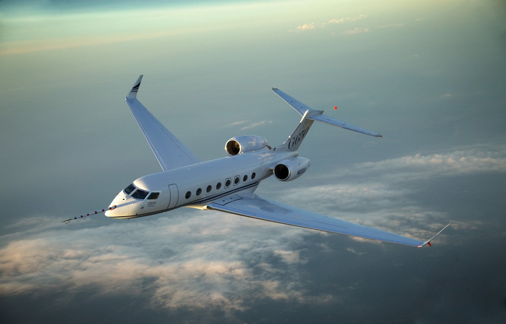 gulfstream g650 jet plane business class height photo flight clouds sky civil aviation