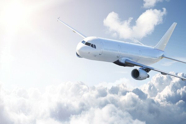 Passenger plane above the clouds