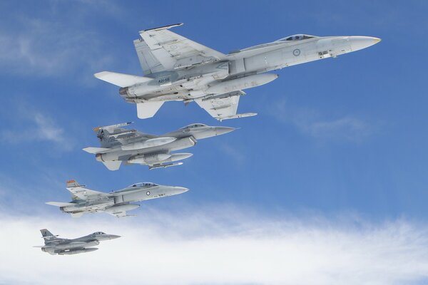 A group of fighter planes in combat order