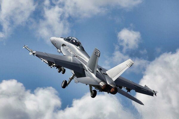 American fighter-bomber among the clouds