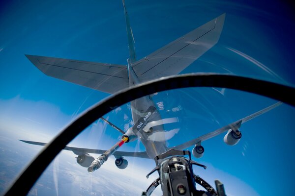 Fighters in the sky view from the cockpit