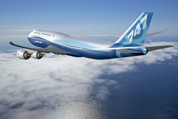 The most beautiful view of the Boeing 747-8 intercontinental aircraft