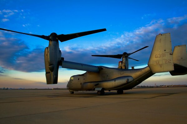 American Bell V-22 Osprey tiltrotor at the airfield