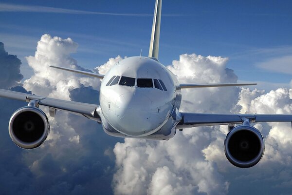 Flugzeug, das hoch in den Himmel fliegt